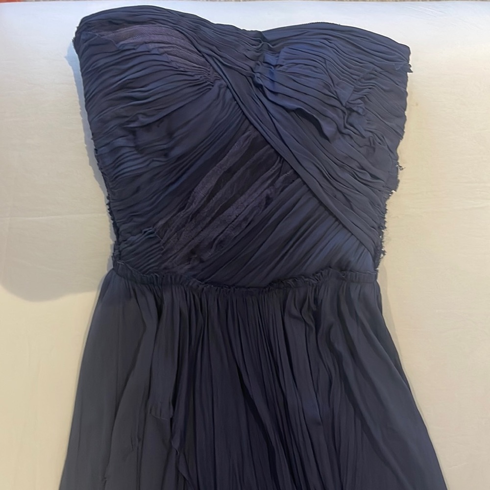 STUNNING, never worn J Mendal Navy Strapless Gown.
